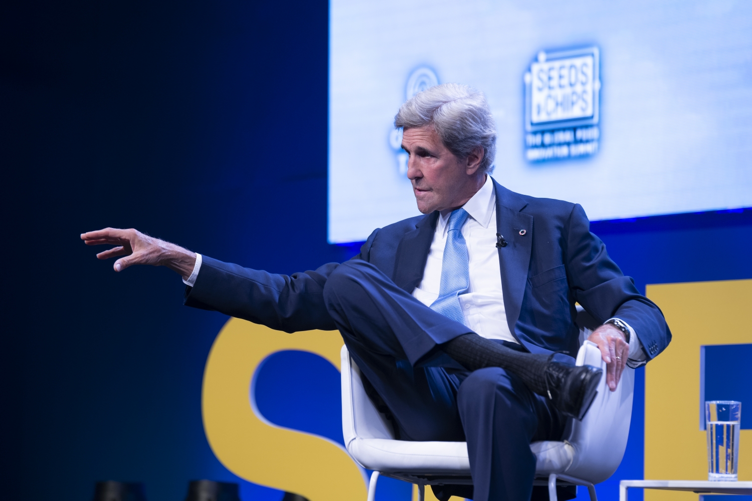 John F. Kerry speaking at the Global Table 2019 conference